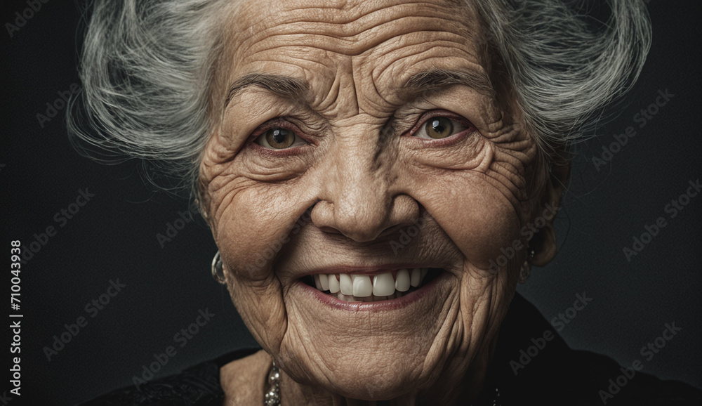 funny grandma portrait, portrait of a senior old women close-up, grandmother portrait