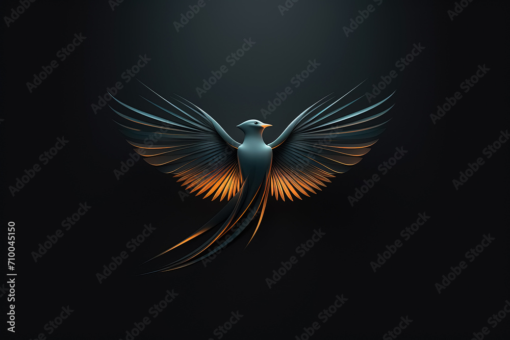 Fototapeta premium Swallow bird abstract black and golden color logo. Generative Ai