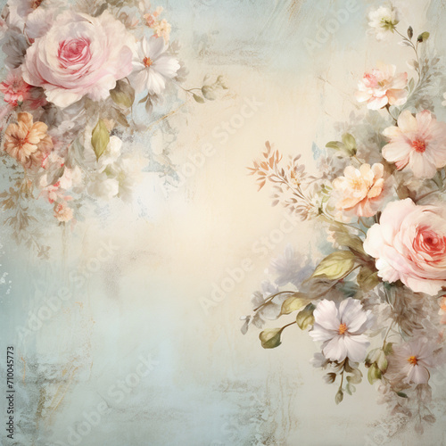 background with roses in watercolor style