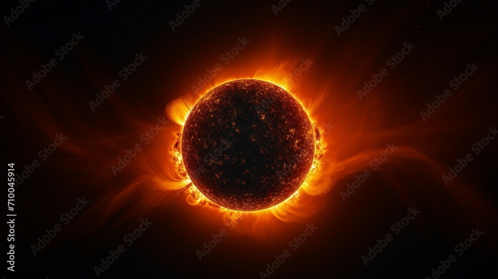 The Enchanting Display of a Sun with a Partial Solar Eclipse Unveiling Celestial Marvels - AI Generative The Enchanting Display of a Sun with a Partial Solar Eclipse Unveiling Celestial Marvels - AI Generative