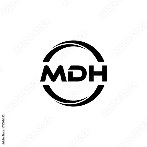 MDH letter logo design with white background in illustrator  cube logo  vector logo  modern alphabet font overlap style. calligraphy designs for logo  Poster  Invitation  etc.