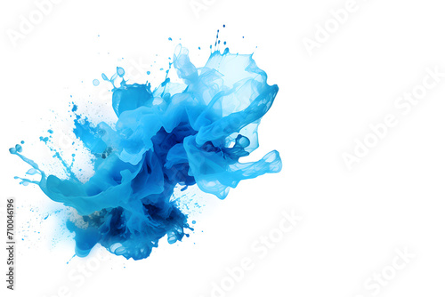 Blue watercolor. big spot. Bright blue paint stains on a white background. blue design on white background. photo