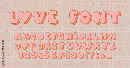 Valentine's Day Love Alphabet Letters and Numbers: Romantic Decorative Font for Invitations, Banners, Greeting Card