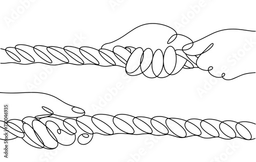 Rope. Hands. Tug of war. Sport. To pull