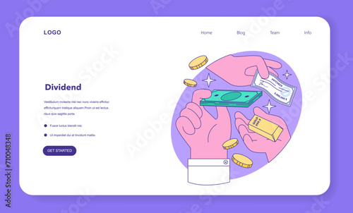 Mutual fund web banner or landing page. Investment fund, asset portfolio invested in stocks. Character investing money with the prospect of profit. Modern investment vehicle. Flat vector illustration