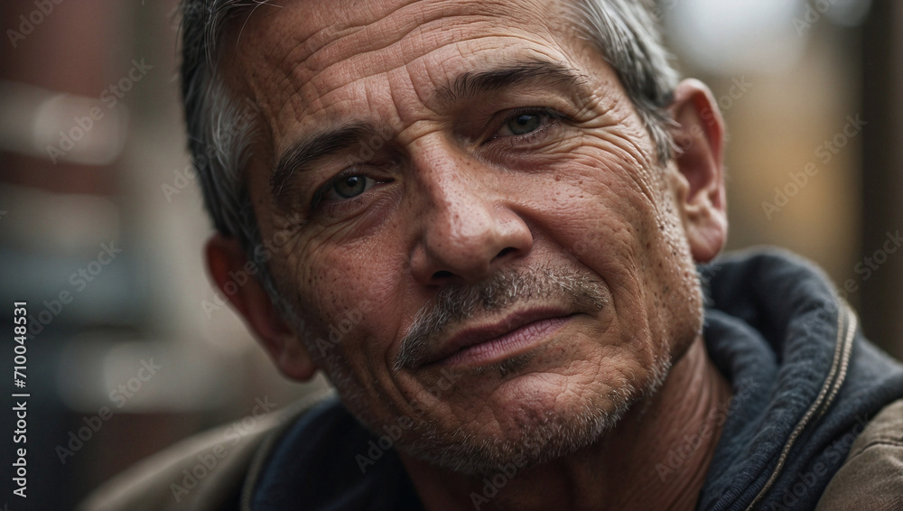 Close-up of the face of a man on his 60s, looking at camera with a hint of a smile. His face shows the wrinkles of a hard life of work. Retirement, senescence concepts. Close-up of the face of a man on his 60s, looking at camera with a hint of a smile. His face shows the wrinkles of a hard life of work. Retirement, senescence concepts.