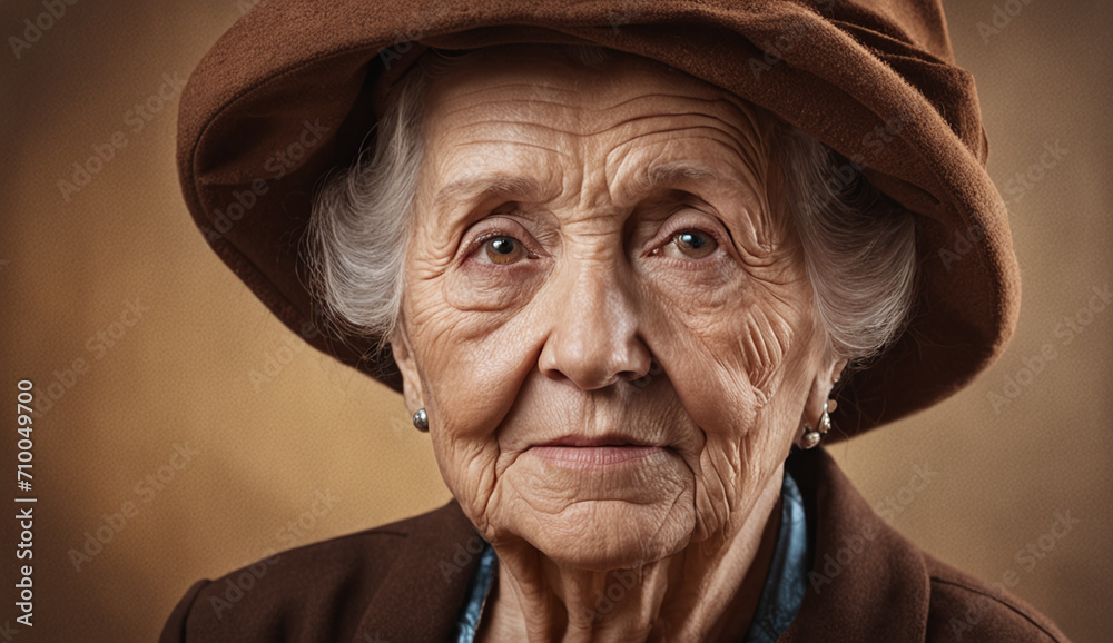 funny grandma portrait, portrait of a senior old women close-up, grandmother portrait