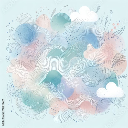 Abstract pastel watercolor background with gradient color splashes 