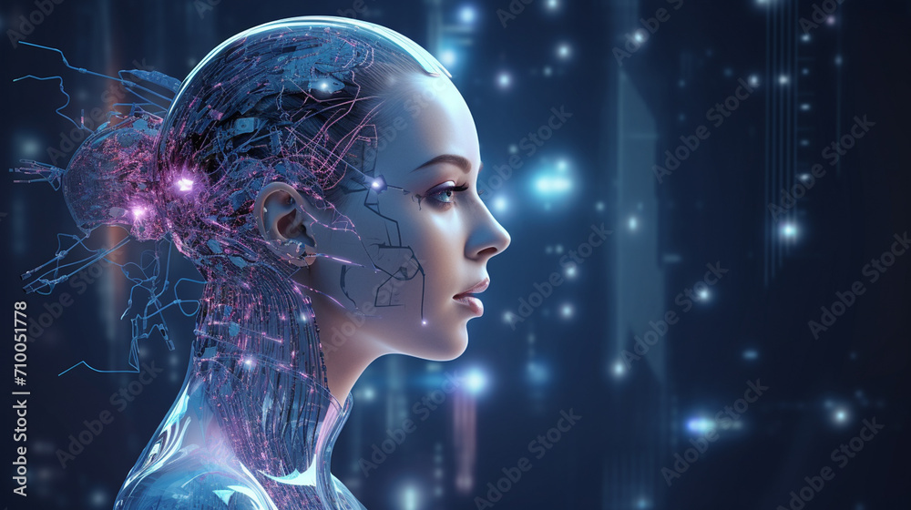 woman AI artificial intelligence concept.