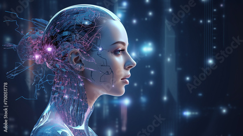 woman AI artificial intelligence concept.