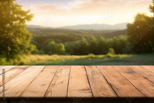 wooden table in the park