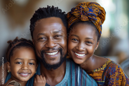 Portrait of a happy father with his daughters.