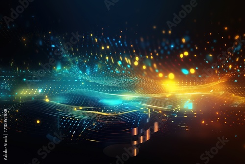 Arena blue and yellow lights background in vector