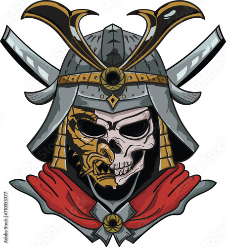 Skull samurai vector illustration for t-shirt design