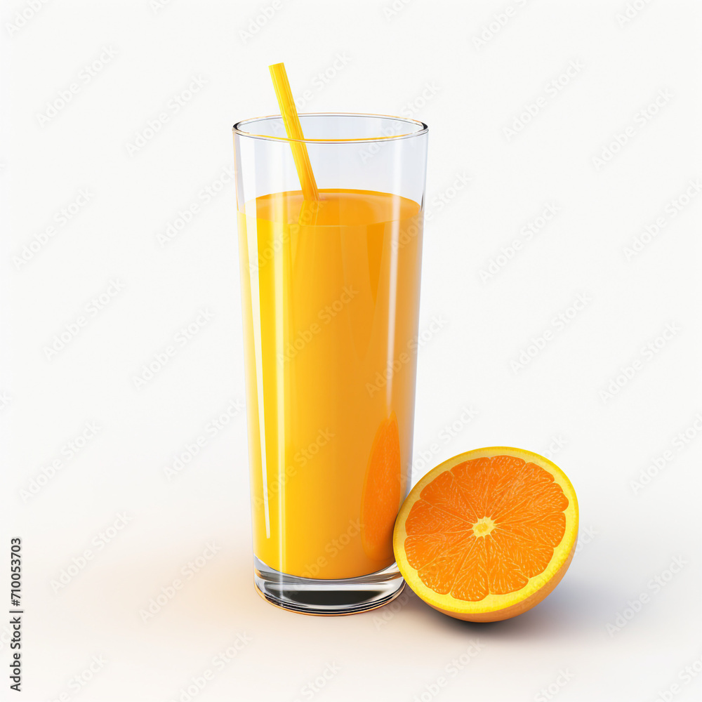 a glass of orange juice, white background created with Generative Ai a glass of orange juice, white background created with Generative Ai
