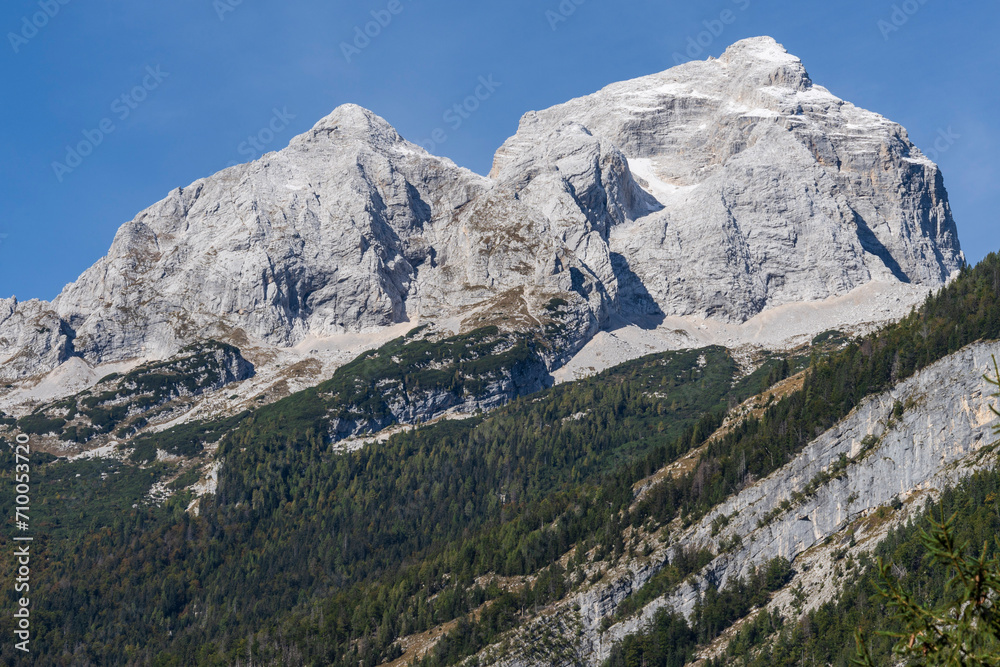 Mount Jalovec 2,645 m. from Vršič road, julian alps ,Slovenia, Central Europe,