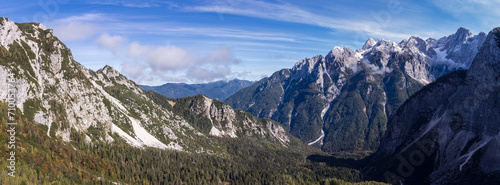 julian alps from Vr  i   road . Slovenia  Central Europe 