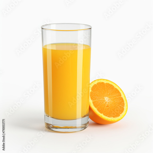 a glass of orange juice, white background created with Generative Ai