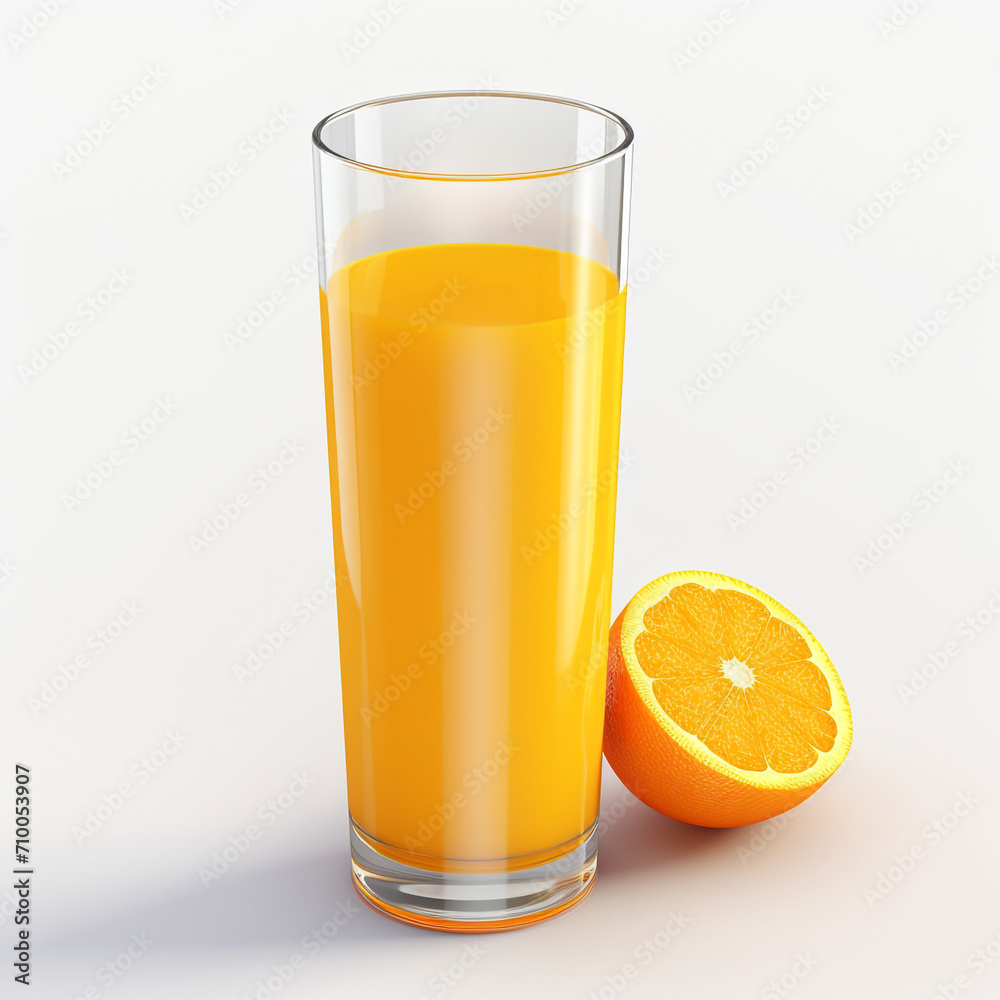 a glass of orange juice, white background created with Generative Ai a glass of orange juice, white background created with Generative Ai