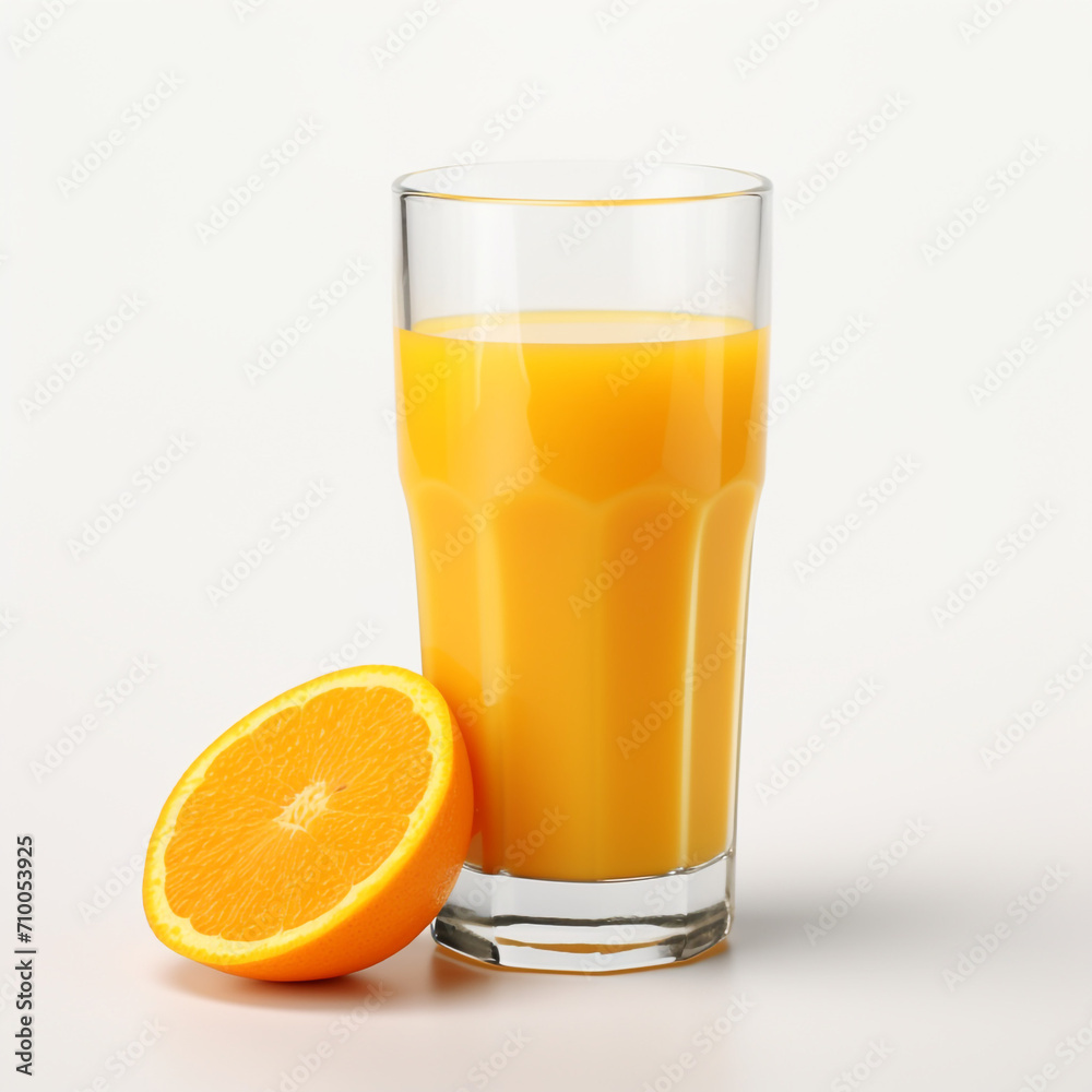 a glass of orange juice, white background created with Generative Ai a glass of orange juice, white background created with Generative Ai