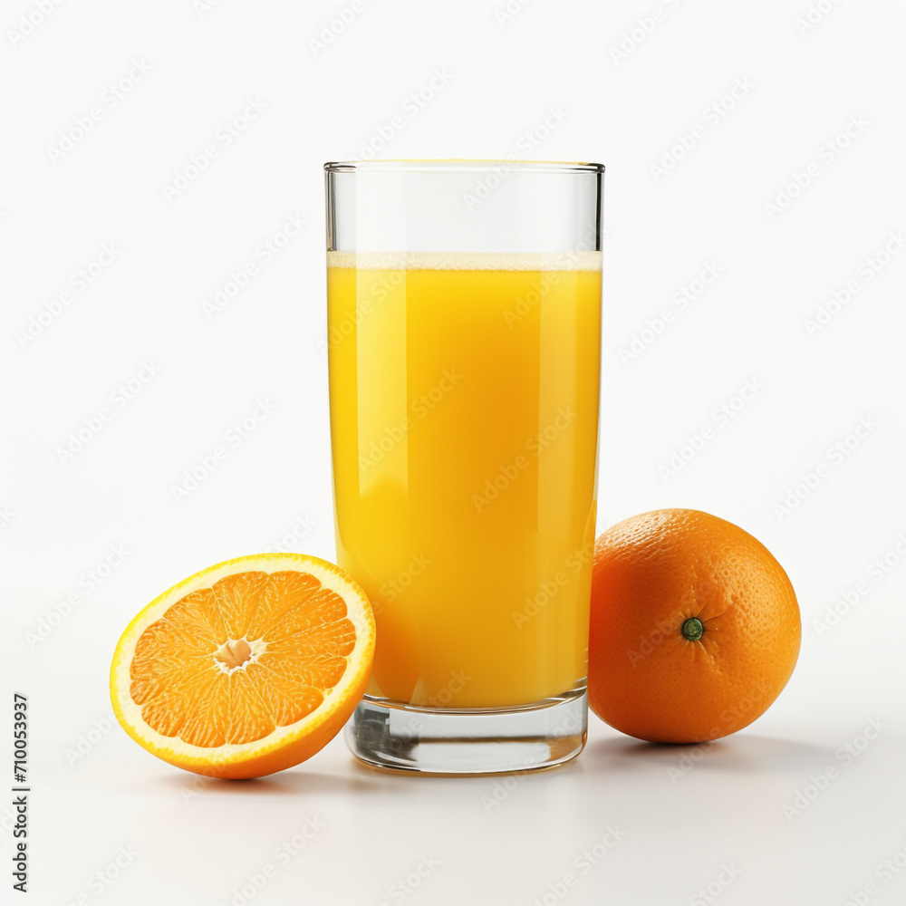 a glass of orange juice, white background created with Generative Ai a glass of orange juice, white background created with Generative Ai