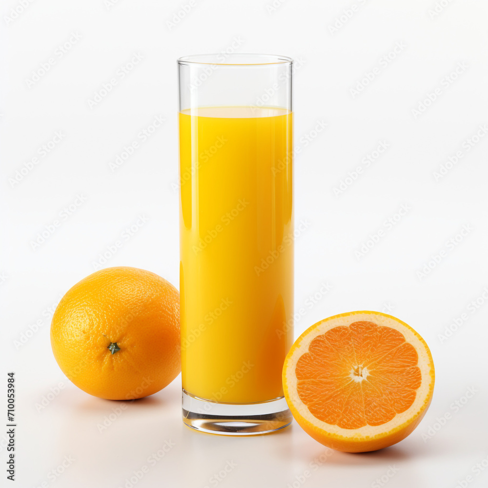 a glass of orange juice, white background created with Generative Ai a glass of orange juice, white background created with Generative Ai