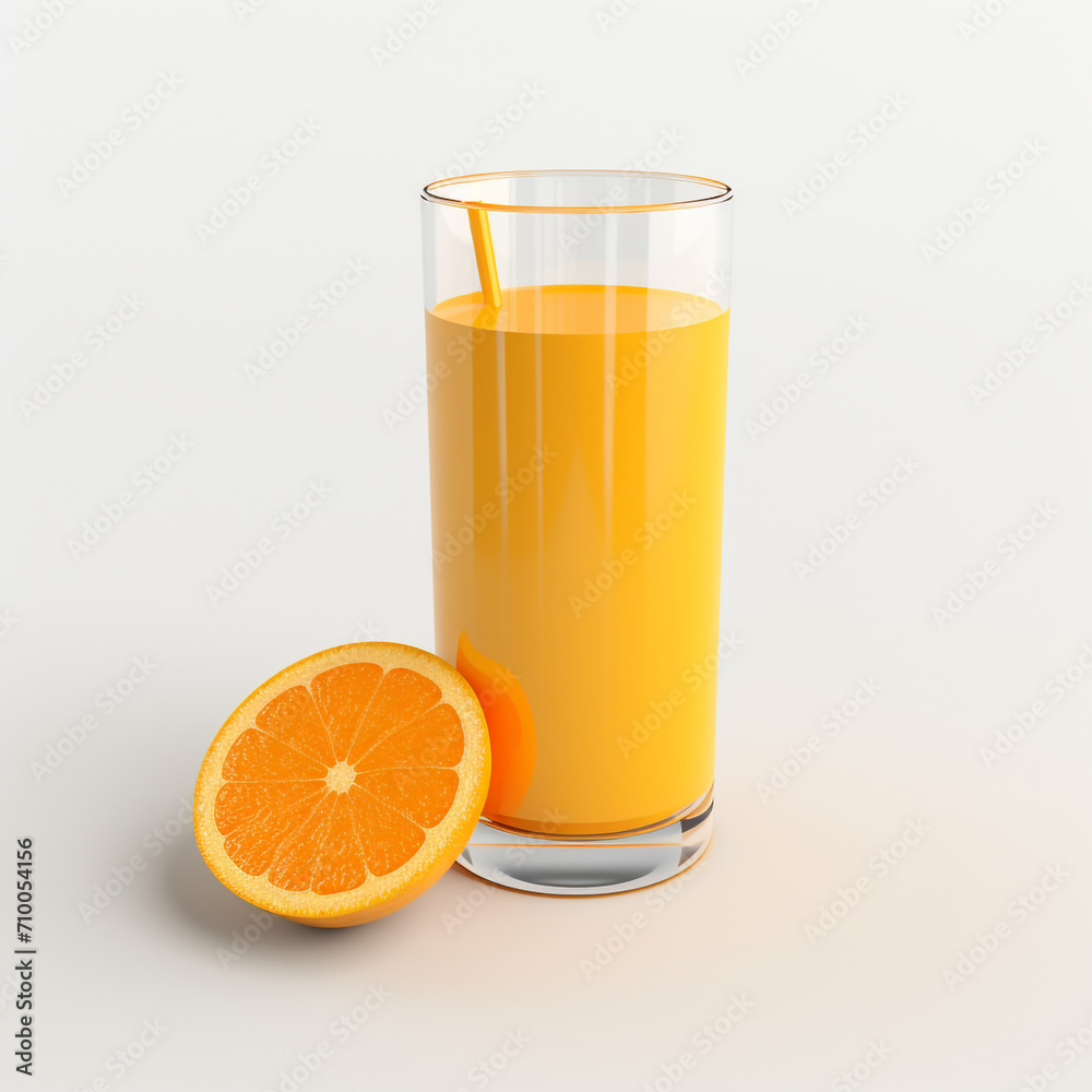 a glass of orange juice, white background created with Generative Ai a glass of orange juice, white background created with Generative Ai