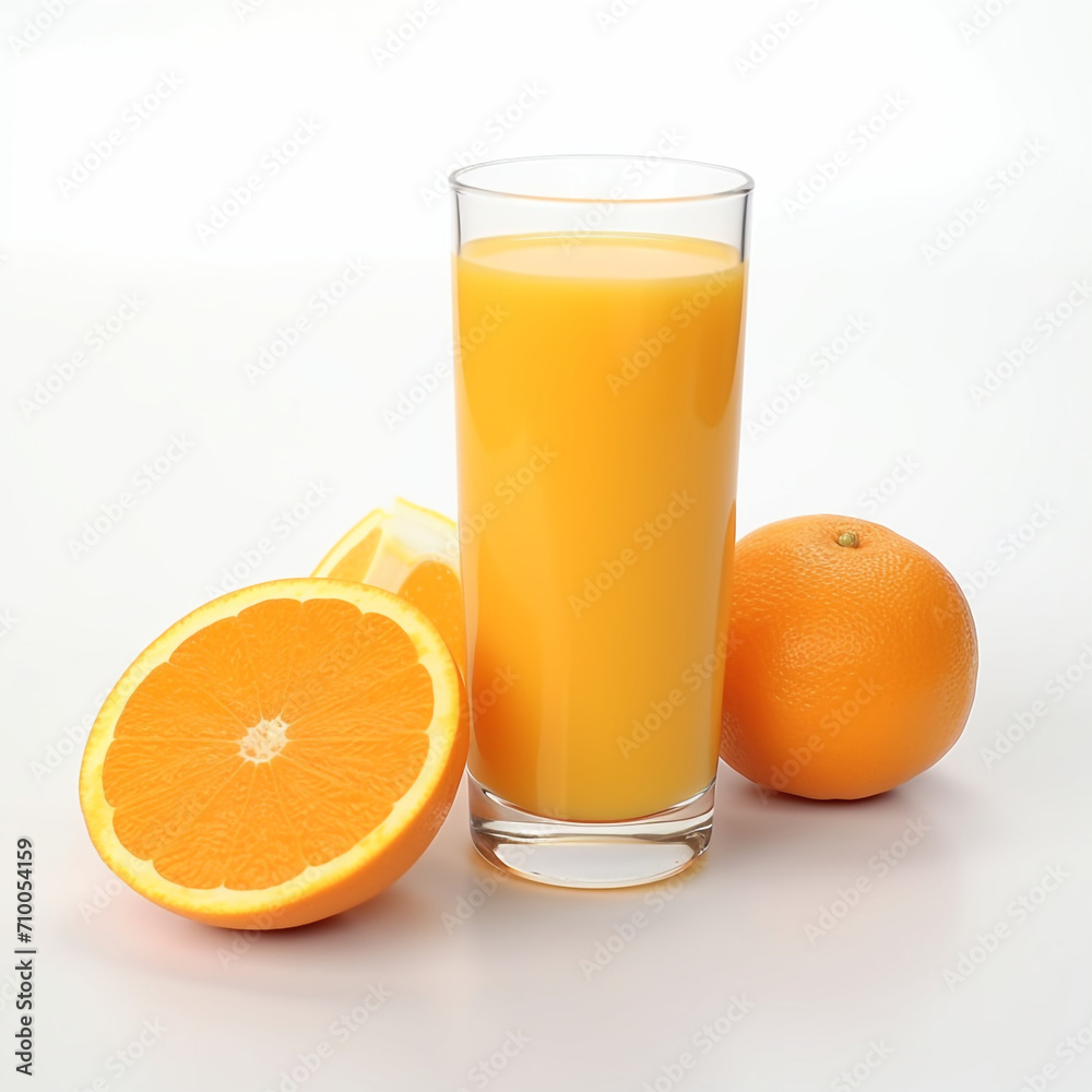 a glass of orange juice, white background created with Generative Ai a glass of orange juice, white background created with Generative Ai