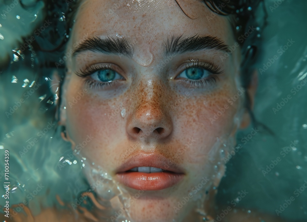Obraz premium Woman up-close in water created with Generative AI Technology, ai, generative