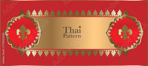 Thai pattern Modern. Thai Painting, Line Thai traditional vector illustration. Thai art frame border pattern gold frame. antique greeting card, invitation with lace and floral ornaments. Luxury Card. 