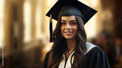 Pinnacle of success: A beaming graduate woman in cap © pvl0707