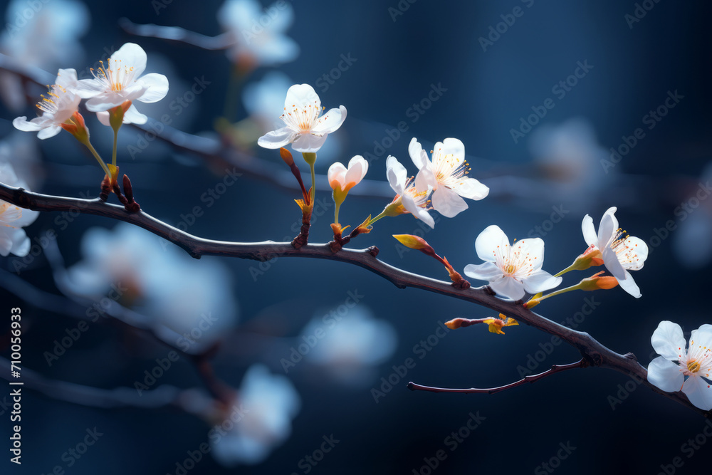 Fototapeta premium Flowering trees in the style of minimalism: the beauty is in simplicity