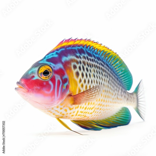 colorful tropical fish on white background