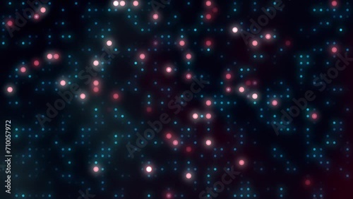 red and blue bright animated background colourful colourful blinking lights, looping texture graphic background, led dots glowing circles bladerunner