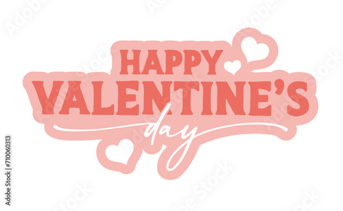 Happy valentine's STICKER design. Valentines love banner text design.