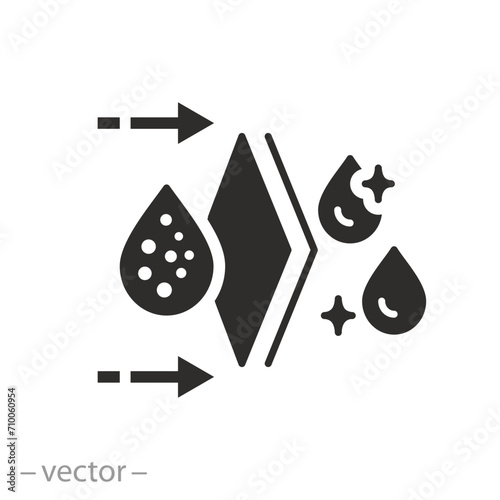filtration liquid icon, water filter element, purification flat symbol on white background - vector illustration
