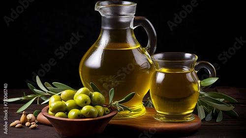 A bottle of fresh olive oil.Generative AI