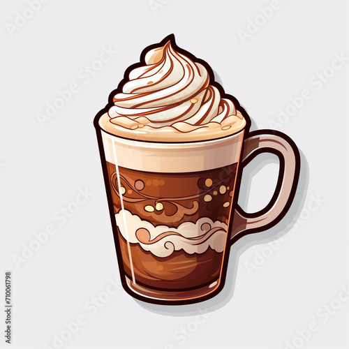 A Christmas Hot Chocolate Coffee Sticker PNG Clipart on a White Background created with Generative Ai
