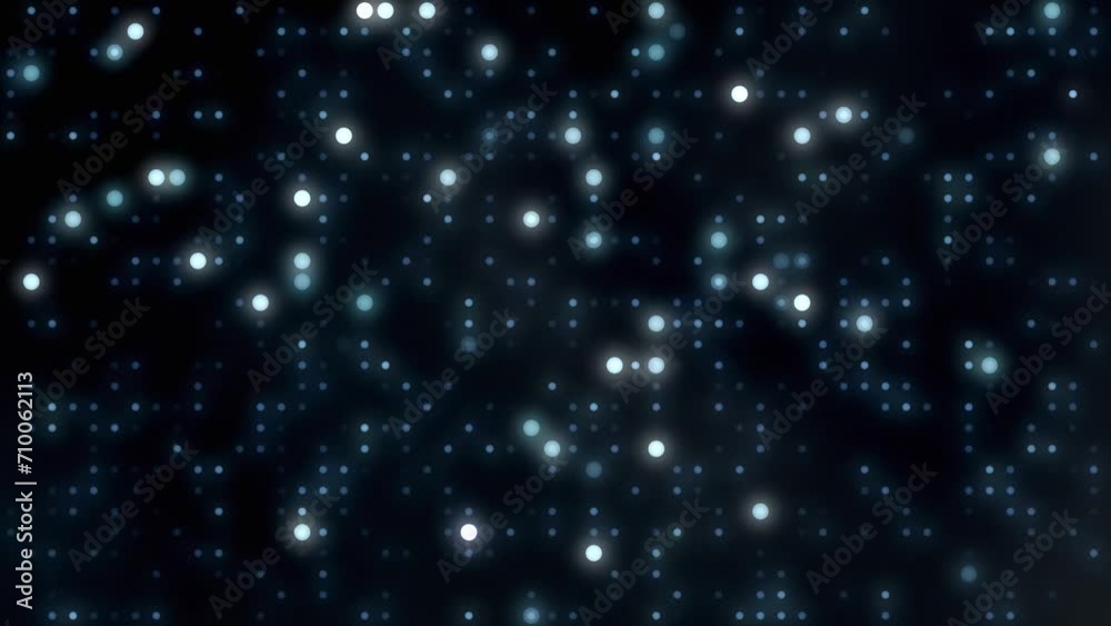 blue bright animated background colourful colourful blinking lights, looping texture graphic background, led dots glowing circles scifi terminator steel alloy