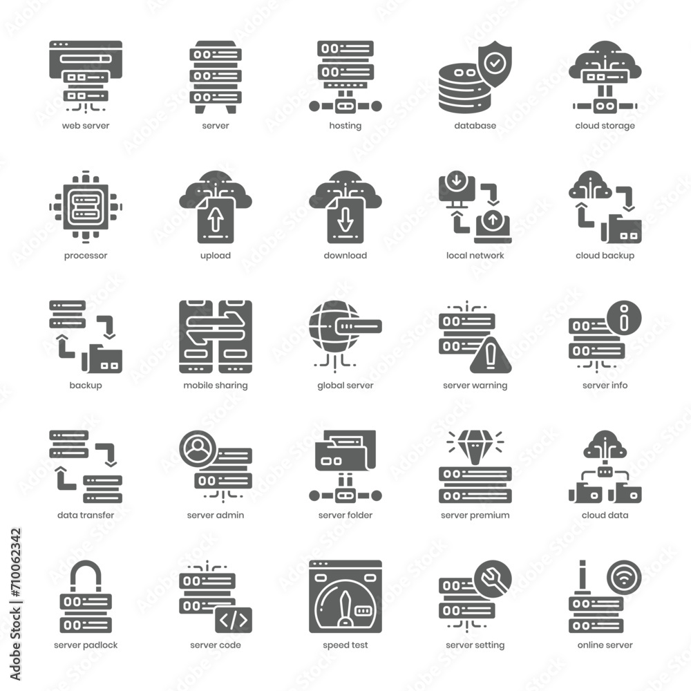 Web Server icon pack for your website design, logo, app, and user interface. Web Server icon glyph design. Vector graphics illustration and editable stroke.