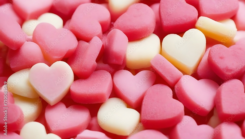 moltitude of pink and white heart shaped sugar candies closeup moltitude of pink and white heart shaped sugar candies closeup