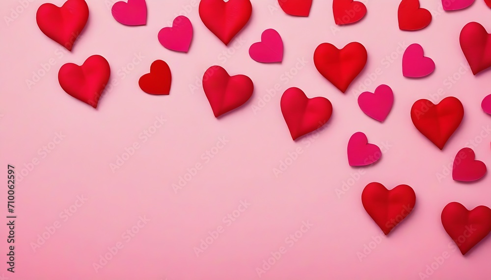 red hearts on upper right corner of a pink pastel background