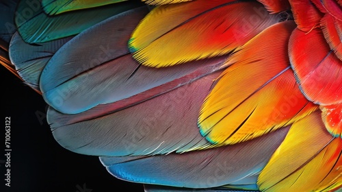 Studio shot macro photo colored bird feathers © Chingiz