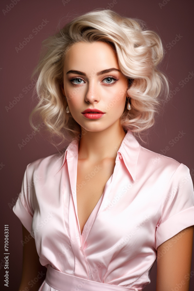 portrait of a woman Valentines makeup classic romance light pink white portrait of a woman Valentines makeup classic romance light pink white