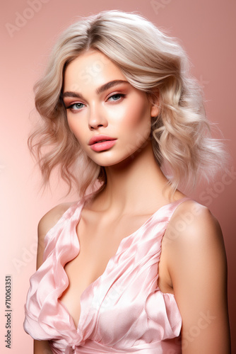 portrait of a woman Valentines makeup classic romance light pink white