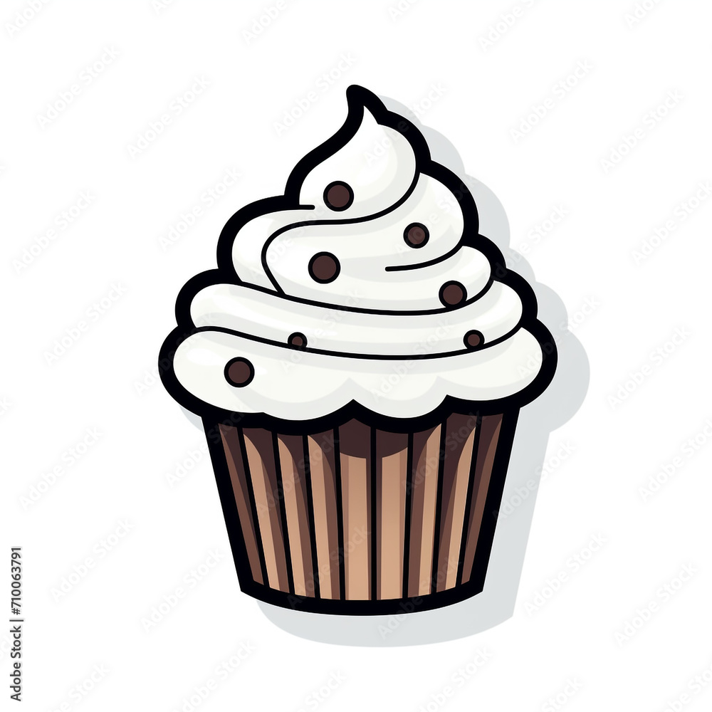 A Cupcake Sticker Clipart on a White Background created with Generative Ai A Cupcake Sticker Clipart on a White Background created with Generative Ai