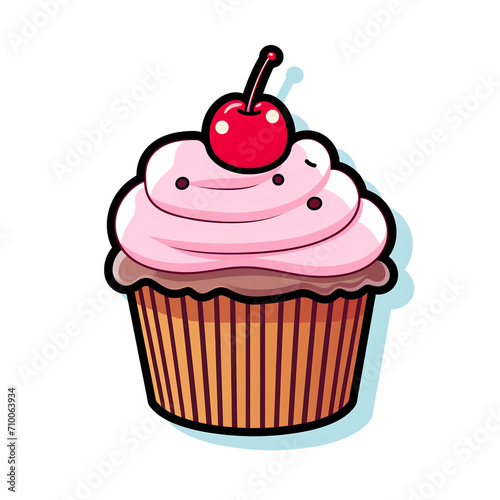 A Cupcake Sticker Clipart on a White Background created with Generative Ai