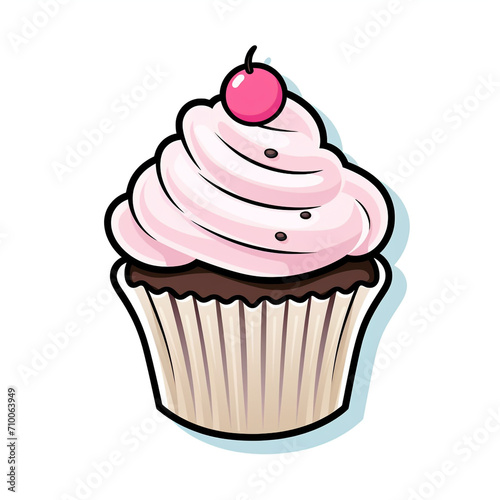 A Cupcake Sticker Clipart on a White Background created with Generative Ai