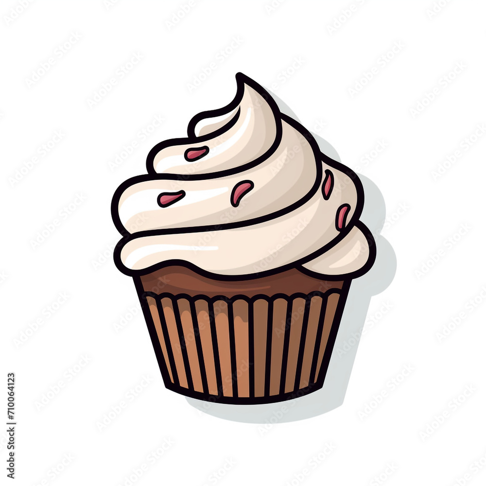 A Cupcake Sticker Clipart on a White Background created with Generative Ai A Cupcake Sticker Clipart on a White Background created with Generative Ai