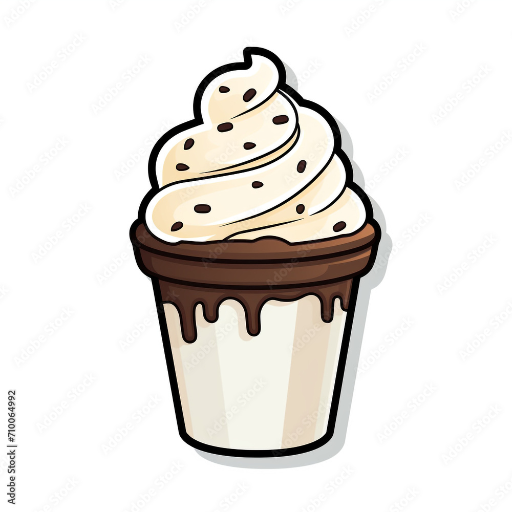 A Cup ice cream Sticker Clipart on a White Background created with Generative Ai A Cup ice cream Sticker Clipart on a White Background created with Generative Ai